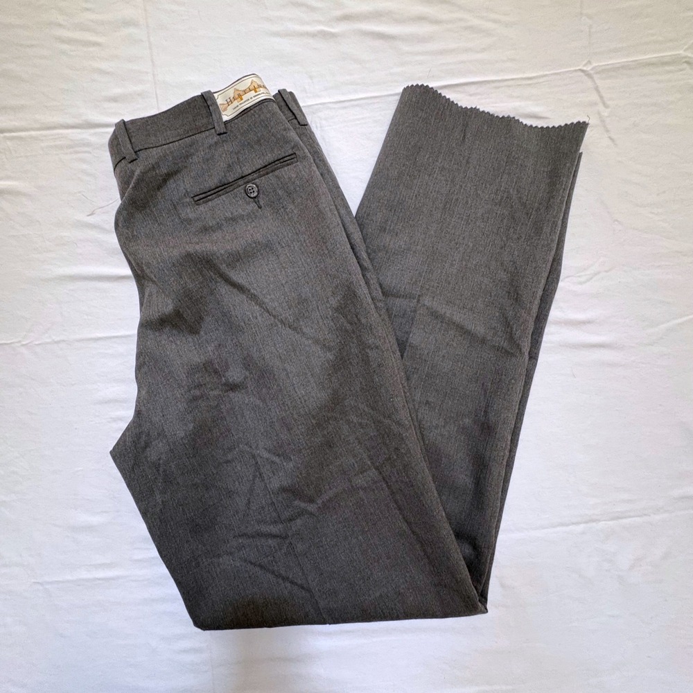 Vintage Hertling Wool Dress Pants Mens 36R Gray Pleated USA NWT Unhemmed